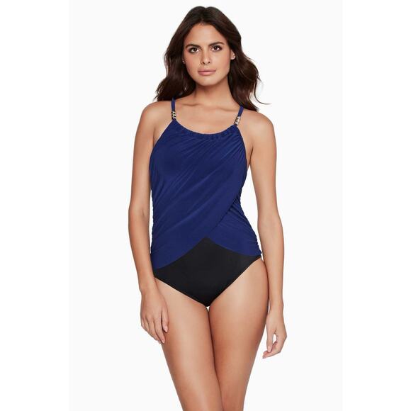 MagicSuit Lisa One Piece Swimsuit Underwire Ultramarine 14/16 Black/Blue Beads - Picture 1 of 14